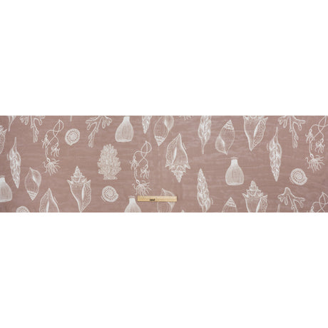 Silk Voile Print - Brown and White Sea Creatures and Shells - Deadstock