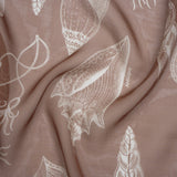 Silk Voile Print - Brown and White Sea Creatures and Shells - Deadstock