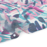 Crinkled Silk Chiffon Print - Pink, Navy, and Teal Abstract - Deadstock