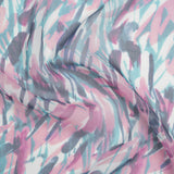 Crinkled Silk Chiffon Print - Pink, Navy, and Teal Abstract - Deadstock