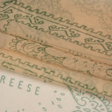 Crinkled Silk Chiffon Panel - Peach and Green Paisley and Geometric Handkerchiefs - Deadstock