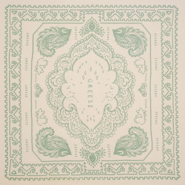 Crinkled Silk Chiffon Panel - Peach and Green Paisley and Geometric Handkerchiefs - Deadstock