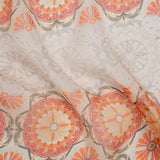Crinkled Silk Chiffon Print - Orange, Red and Pale Lilac Floral Stripes - Deadstock