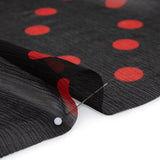 Crinkled Silk Chiffon Print - Black and Red Polka Dots - Deadstock