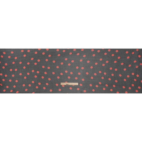 Crinkled Silk Chiffon Print - Black and Red Polka Dots - Deadstock