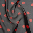 Crinkled Silk Chiffon Print - Black and Red Polka Dots - Deadstock