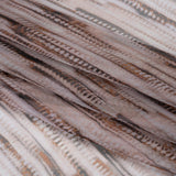 Crinkled Silk Chiffon Print - Lilac Gray, Brown and Black Feathery Stripes - Deadstock