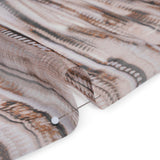 Crinkled Silk Chiffon Print - Lilac Gray, Brown and Black Feathery Stripes - Deadstock