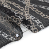 Crinkled Silk Chiffon Print - Black and Silver Chains - Deadstock