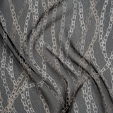 Crinkled Silk Chiffon Print - Black and Silver Chains - Deadstock