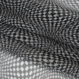 Silk Chiffon Print - Black and White Op Art Checkerboard - Deadstock