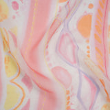 Crinkled Silk Chiffon Print - Pink, Pale Purple and Yellow Painterly Geometric Stripes - Deadstock