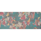 Crinkled Silk Chiffon Print - Dark Teal, Green and Red Abstract Florals - Deadstock