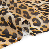 Metallic Silk Lame Print - Beige and Dark Brown Leopard Spots - Deadstock