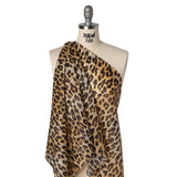 Metallic Silk Lame Print - Beige and Dark Brown Leopard Spots - Deadstock