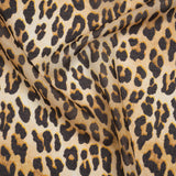 Metallic Silk Lame Print - Beige and Dark Brown Leopard Spots - Deadstock