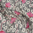 Silk Voile Print - Pink, White and Black Flowers and Stripes - Deadstock