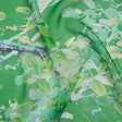 Silk Voile Print - Green and Blue Birds Among Leaves - Deadstock