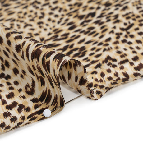 Silk Charmeuse Print - Beige and Brown Little Animal Spots - Deadstock