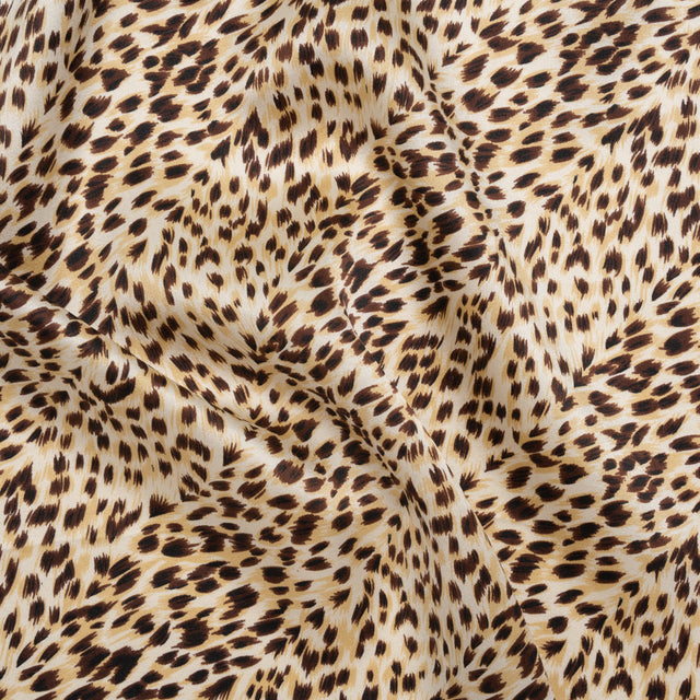 Silk Charmeuse Print - Beige and Brown Little Animal Spots - Deadstock