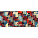 Stretch Silk Charmeuse Print - Red, Blue and Pale Yellow Striped Geometrics - Deadstock