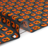 Stretch Silk Charmeuse Print - Steel, Black and Orange Geometric - Deadstock