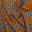 Stretch Silk Charmeuse Print - Steel, Black and Orange Geometric - Deadstock