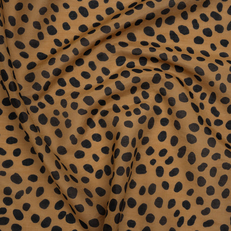 Silk and Cotton Voile Print - Tan and Black Little Spots - Deadstock