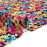 Silk and Cotton Voile Print - Pink, Yellow and Blue Floral - Deadstock