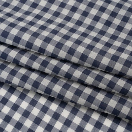 Silk and Cotton Voile - Dark Blue and White Gingham - Deadstock