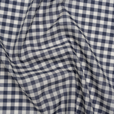 Silk and Cotton Voile - Dark Blue and White Gingham - Deadstock