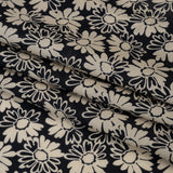 Silk and Cotton Voile Print - Cream and Black Floral - Deadstock