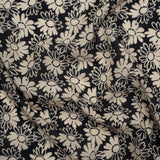 Silk and Cotton Voile Print - Cream and Black Floral - Deadstock