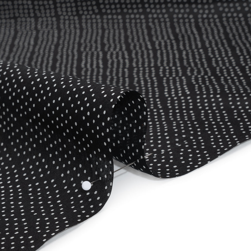 Silk and Cotton Voile Print - Black and White Polka Dot Diamonds - Deadstock