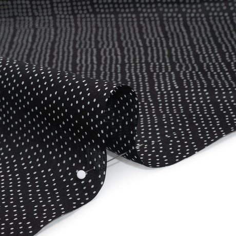 Silk and Cotton Voile Print - Black and White Polka Dot Diamonds - Deadstock