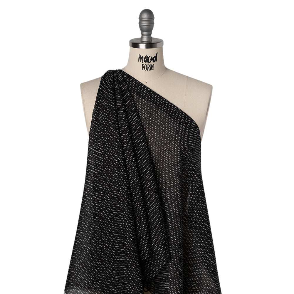 Silk and Cotton Voile Print - Black and White Polka Dot Diamonds - Deadstock