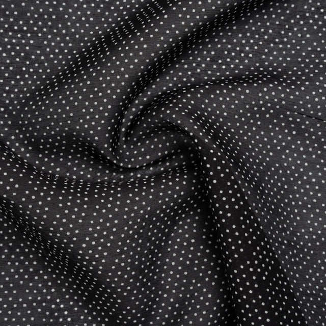 Silk and Cotton Voile Print - Black and White Polka Dot Diamonds - Deadstock