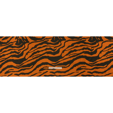Silk and Cotton Voile Print - Orange and Dark Brown Big Tiger Stripes - Deadstock