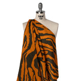 Silk and Cotton Voile Print - Orange and Dark Brown Big Tiger Stripes - Deadstock