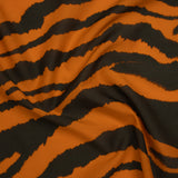 Silk and Cotton Voile Print - Orange and Dark Brown Big Tiger Stripes - Deadstock