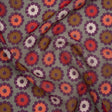 Silk and Cotton Voile Print - Gray, Purple and Pink Flower Medallions - Deadstock
