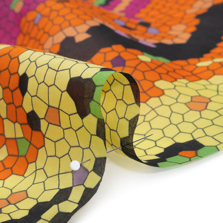 Silk and Cotton Voile Print - Rainbow Mosaic Stripes - Deadstock