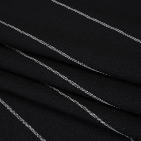 Virgin Wool Blend Suiting Made in Italy - Black and White Chalk Stripes