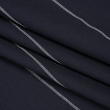 Virgin Wool Blend Suiting Made in Italy - Navy Blue and White Chalk Stripes