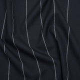Virgin Wool Blend Suiting Made in Italy - Navy Blue and White Chalk Stripes