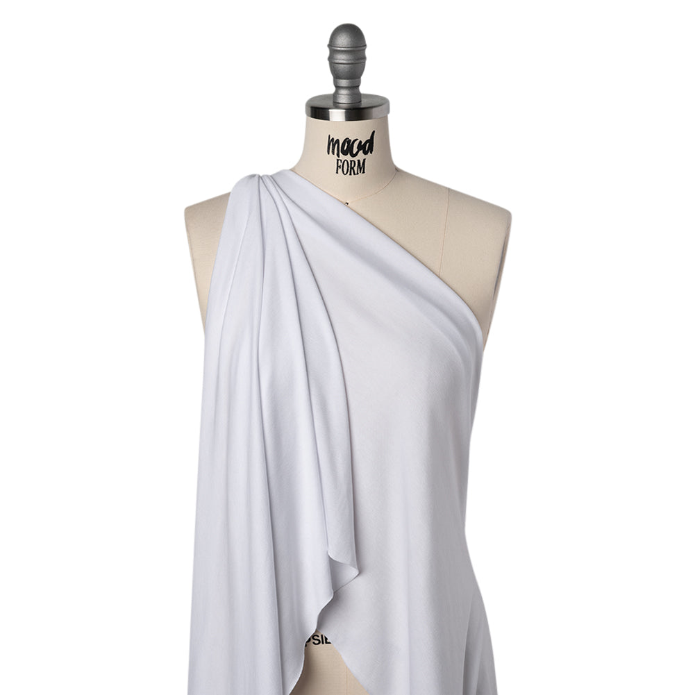 Stretch Modal 1x1 Rib Knit - White PFD - Designer Deadstock