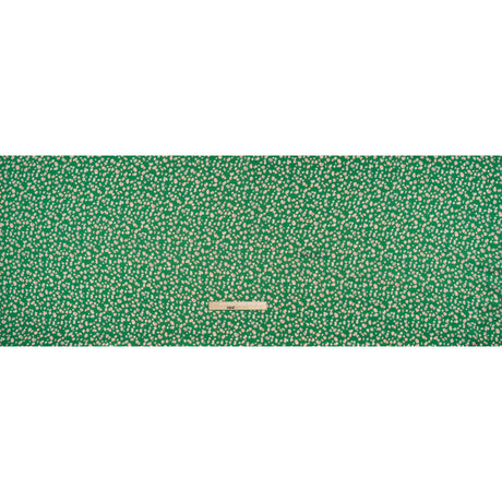 Polyester Satin Print - Kelly Green, Beige and Gray Abstract Dots - Designer Deadstock