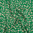 Polyester Satin Print - Kelly Green, Beige and Gray Abstract Dots - Designer Deadstock