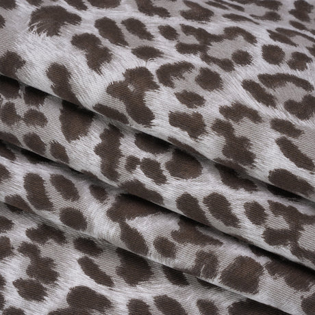 Stretch Cotton Twill - Dark Brown and Gray Leopard Fur - Designer Deadstock