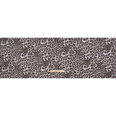 Stretch Cotton Twill - Dark Brown and Gray Leopard Fur - Designer Deadstock